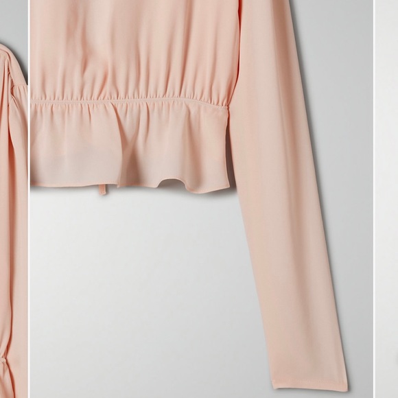 Sunday Best Cropped Tie-Front Blouse 2XS in Forest Green - Picture 8 of 11